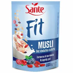 Fit Musli Żurawina, Borówka and  Goji Bez Dodatku Cukru 225 g - Sante