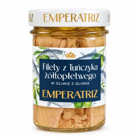 Tuńczyk Żółtopłetwy Filety w Oliwie z Oliwek 180 g (120 g) - EMPERATRIZ