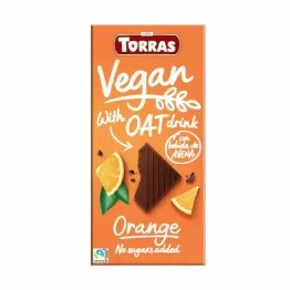 Czekolada Wegańska z Ekstraktem Owsianym i Pomarańczą Bez Dodatku Cukru 100 g - Torras