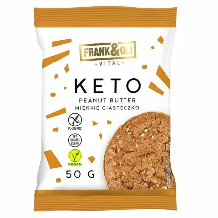 KETO Miękkie Ciastko Masło Orzechowe Bezglutenowe 50 g - Frank and Oli