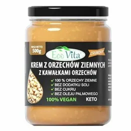 Krem z Orzechów Ziemnych z Kawałkami Orzechów 100% 500 g - EOOVITA- Krem Orzechowy Masło Orzechowe