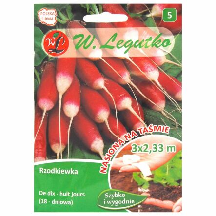 Rzodkiewka De Dix-Huit Jours (18-dniowa) Nasiona na Taśmie 7 m - Legutko (data: 30.10.2025)