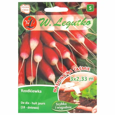 Rzodkiewka De Dix-Huit Jours (18-dniowa) Nasiona na Taśmie 7 m - Legutko (data: 30.10.2025)