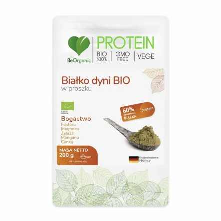 Białko Dyni w Proszku Bezglutenowe Bio 200 g - BeOrganic