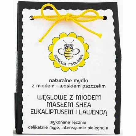 Mydło Węglowe z Miodem i Woskiem Pszczelim 100 g - Miodowa Mydlarnia