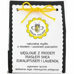 Mydło Węglowe z Miodem i Woskiem Pszczelim 100 g - Miodowa Mydlarnia