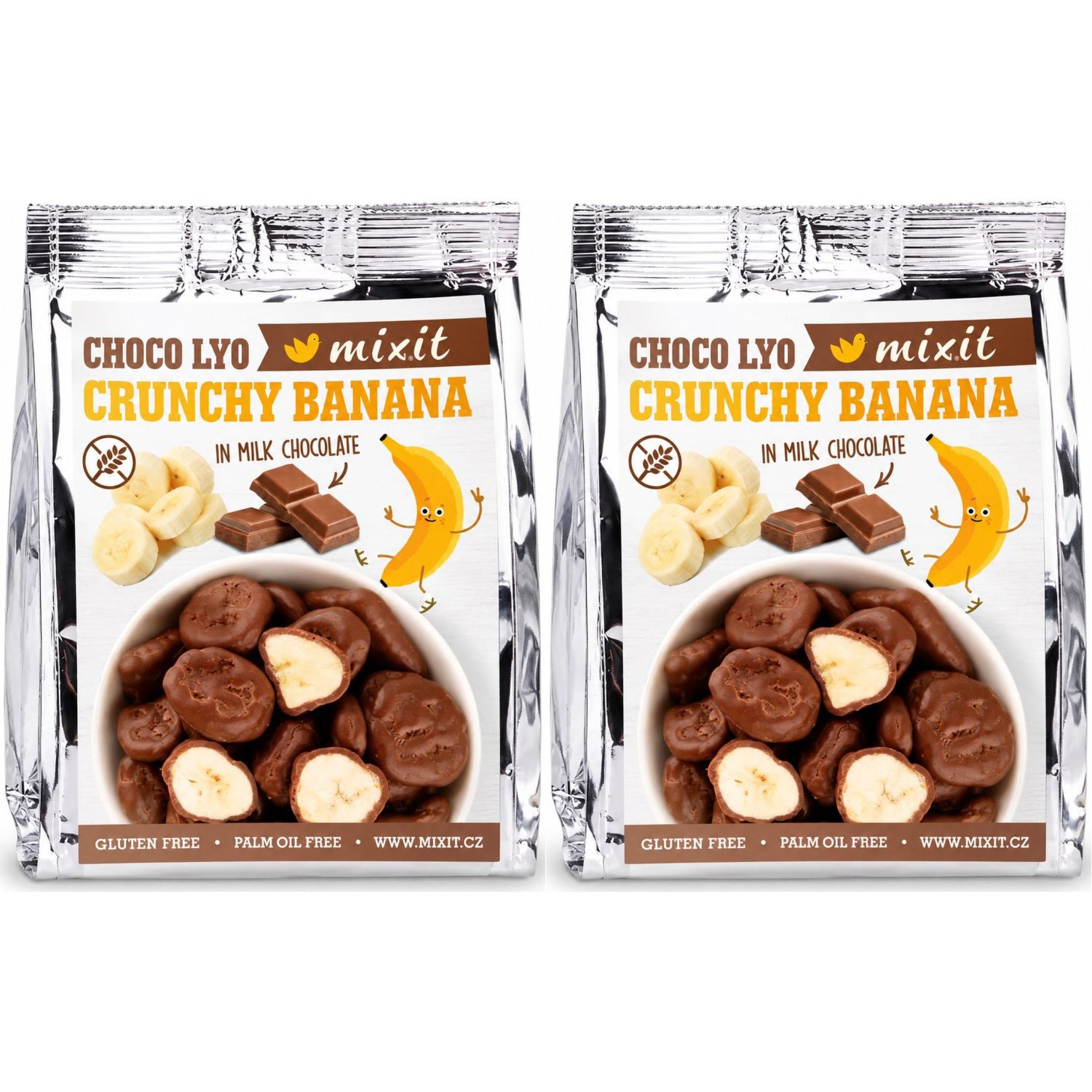 2 x Chrupiące Banany w Czekoladzie Mlecznej do Kieszeni 70 g - Mixit