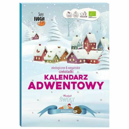 Kalendarz Adwentowy Czekoladki Wegańskie Bezglutenowe Bio 100 g - Super Fudgio