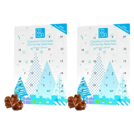 2 x Kalendarz Adwentowy z Czekolady Kokosowej Bez Dodatku Cukru Bio 180 g - COCOA