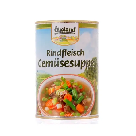 Zupa Warzywno Wołowa w Puszce Bio 400 G Okoland - Wyprzedaż