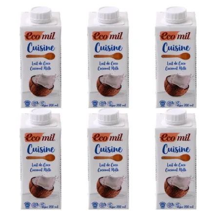 6 x Mleczko Kokosowe Bio 60% 200 ml UHT Ecomil