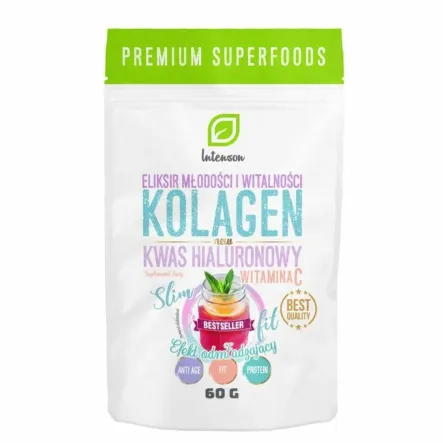 Kolagen +Witamina C +Kwas Hialuronowy 60 g - Intenson