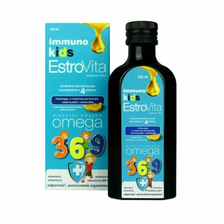 Estrovita Immuno Kids Dla Dzieci Omega 3-6-9 Witaminy A D E K Odporność 150 ml - Skotan