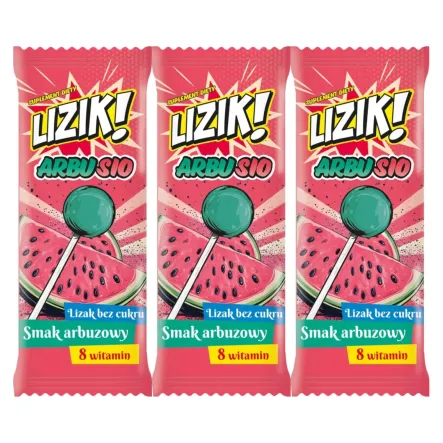 3 x Lizak z Witaminami o Smaku Arbuzowym ARBUSIO 8 g - LIZIK!