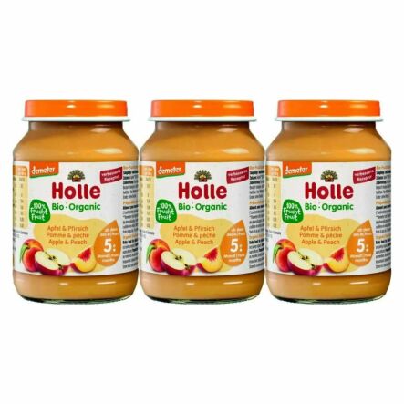 3 x Deser Dla Niemowląt Jabłko i Brzoskwinia Bio Demeter 190 g - Holle