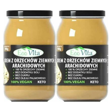 2 x Krem z Orzechów Ziemnych 100% 900 g - EOOVITA- Krem Orzechowy Masło Orzechowe