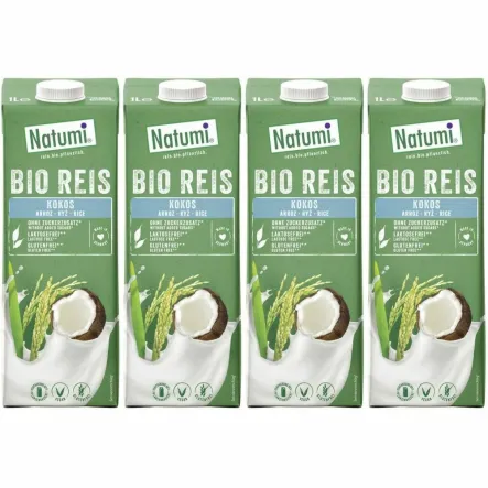 4 x Napój Ryżowo-Kokosowy Bezglutenowy Bio 1 l UHT Natumi