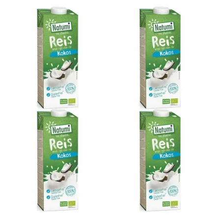 4 x Napój Ryżowo-Kokosowy Bezglutenowy Bio 1 l UHT Natumi