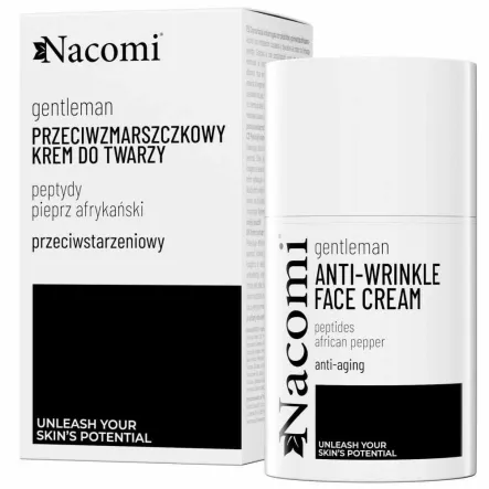 Przeciwzmarszczkowy Krem do Twarzy Dla Mężczyzn z Peptydami i Afrykańskim Pieprzem 50 ml - Nacomi