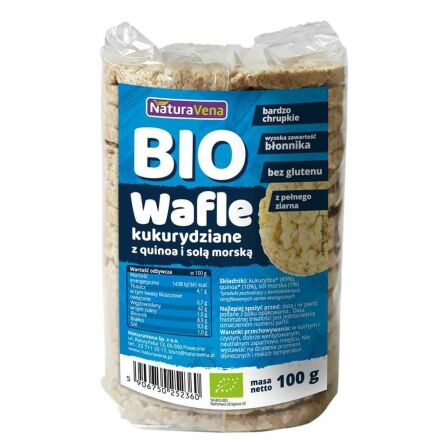 Wafle Kukurydziane z Solą Morską i Quinoa Bio 100 g - NaturAvena - Przecena Krótka Data Minimalnej Trwałości