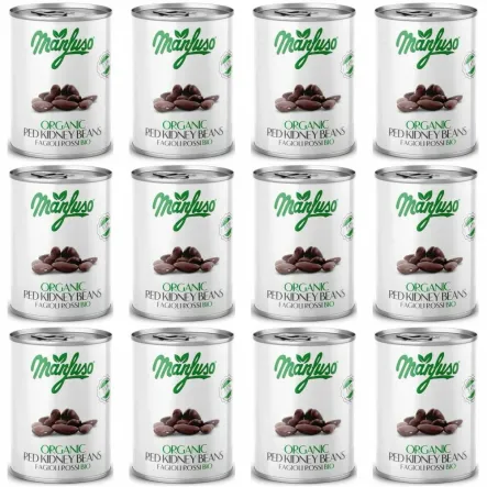 12 x Fasola Czerwona Kidney w Zalewie Bio 400 g (240 g) - Manfuso