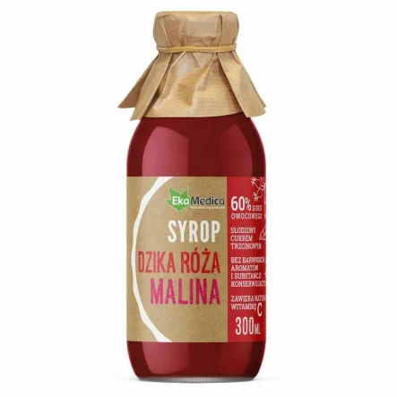 Syrop Dzika Róża, Malina 300 ml - Ekamedica