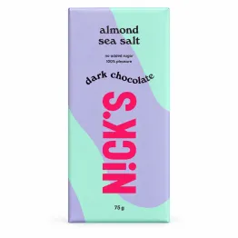 Czekolada Gorzka z Migdałami i Solą Morską Almond Sea Salt Bez Dodatku Cukru 75 g - N!CK'S