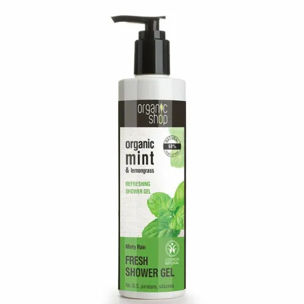 Żel Pod Prysznic Nawilżający Świeży Miętowy Deszcz 280 ml - Organic Shop