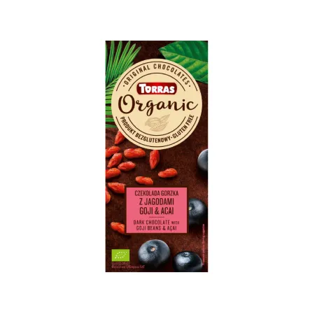 Czekolada Gorzka z Jagodami Goji i Acai Eko 100 g Torras - Wyprzedaż