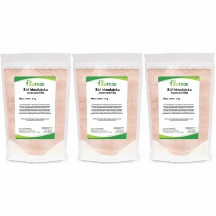 3 x Sól Himalajska Różowa Drobnoziarnista 1 kg - DeliFood