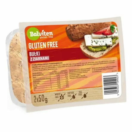 Bułki Podłużne z Ziarnami Bezglutenowe 100 g (2x 50 g) - Balviten