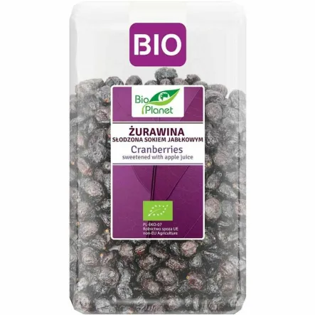 Żurawina Słodzona Sokiem Jabłkowym Bio 1 kg - Bio Planet