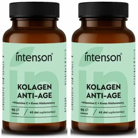 2 x Kolagen Anti-Age z Witaminą C i Kwasem Hialuronowym 90 Tabletek - Intenson