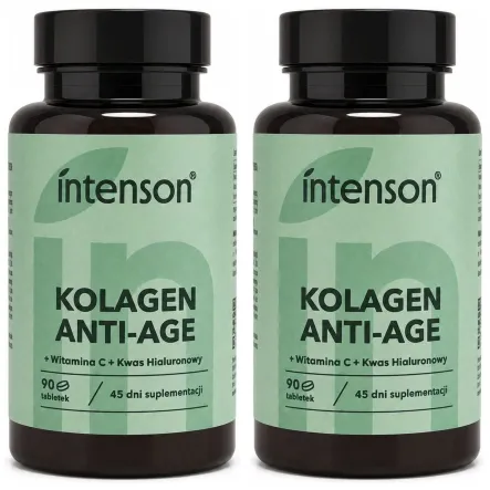 2 x Kolagen Anti-Age z Witaminą C i Kwasem Hialuronowym 90 Tabletek - Intenson