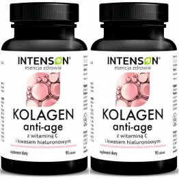2 x Kolagen Anti-Age z Witaminą C i Kwasem Hialuronowym 90 Tabletek - Intenson