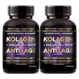 2 x Kolagen Tabletki + Hialuron + Witamina C Anti-Age 90 tab = 45 g Intenson