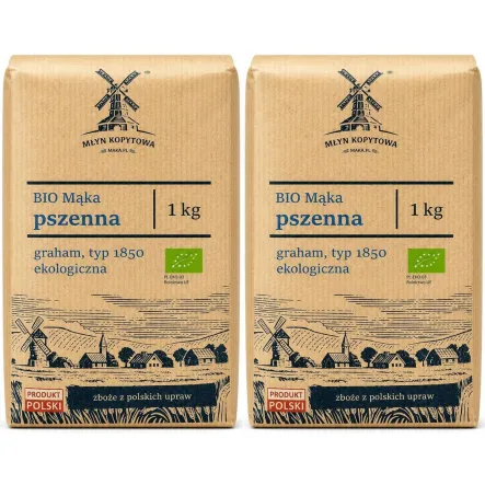 2 x Mąka Pszenna Graham Typ 1850 Eko 1 kg - Młyn Kopytowa