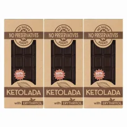 Zestaw 3 x Przepyszna Czekolada KETOLADA® 60% z Erytrytolem 100 g - tylko kakao + erytrol !