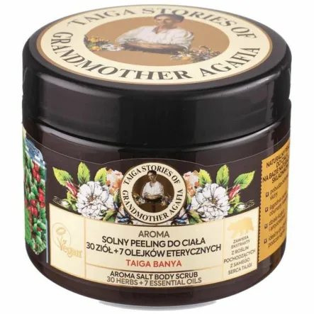 Naturalny Wygładzający Peeling Solny do Ciała 30 Ziół + 7 Olejków Eterycznych 300 ml - Agafia