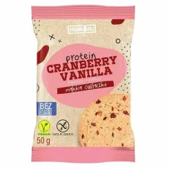 Ciastko Proteinowe Żurawina i Wanilia Bez Dodatku Cukru Bezglutenowe 50 g - Frank and Oli