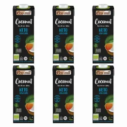 6 x Napój Kokosowy Keto Low Carb Bezglutenowy BIO 1 l - Ecomil