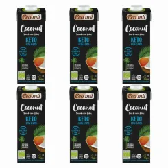 6 x Napój Kokosowy Keto Low Carb Bezglutenowy BIO 1 l - Ecomil