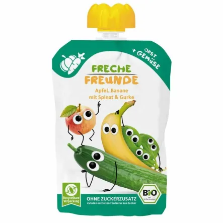 Mus Jabłko, Banan, Szpinak, Ogórek BIO 100 g - Freche Freunde
