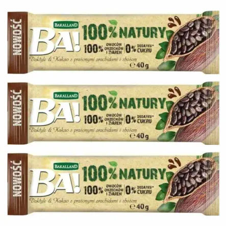 3 x BA! Baton Daktyl Kakao Arachid 40 g - Bakalland