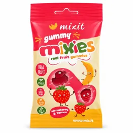 Mixies Naturalne Żelki TRUSKAWKA, BANAN Bez Dodatku Cukru 35 g - Mixit
