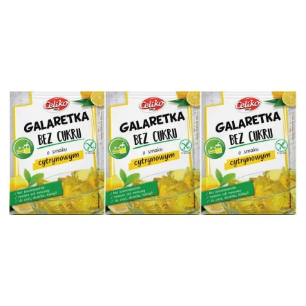 Zestaw 3 x Galaretka o Smaku Cytrynowym Bez Dodatku Cukru Bezglutenowa 14 g - Celiko
