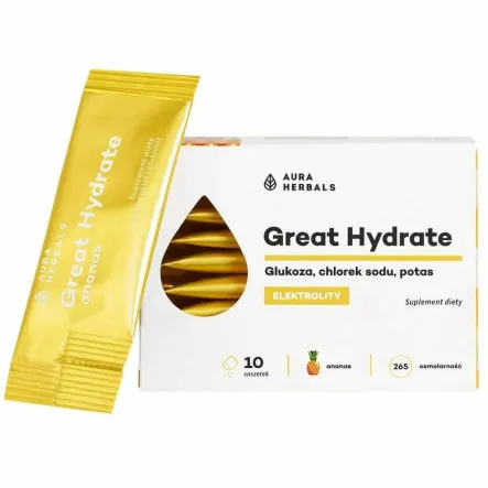 Elektrolity Great Hydrate Ananas Saszetki 35 g (10 x 3,5 g) - Aura Herbals