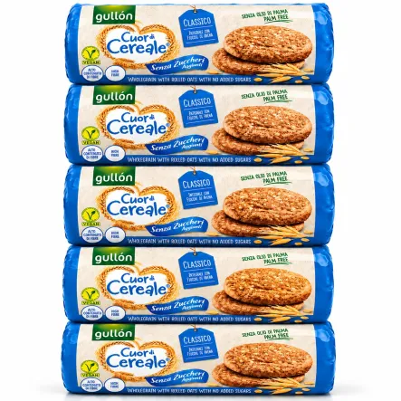 5 x Ciastka Pełnoziarniste z Płatkami Owsianymi Bez Dodatku Cukrów 280 g - Gullon