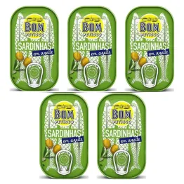 5 x Sardynki Portugalskie w Oliwie z Oliwek 120 g (84 g) - Bom Petisco