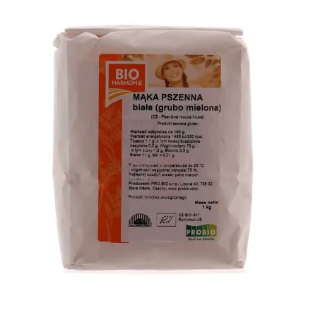 Mąka Pszenna Biała Grubo Mielona Bio 1 kg Bioharmonie